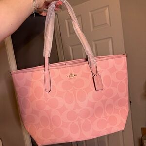 Coach Light Pink Signature Tote